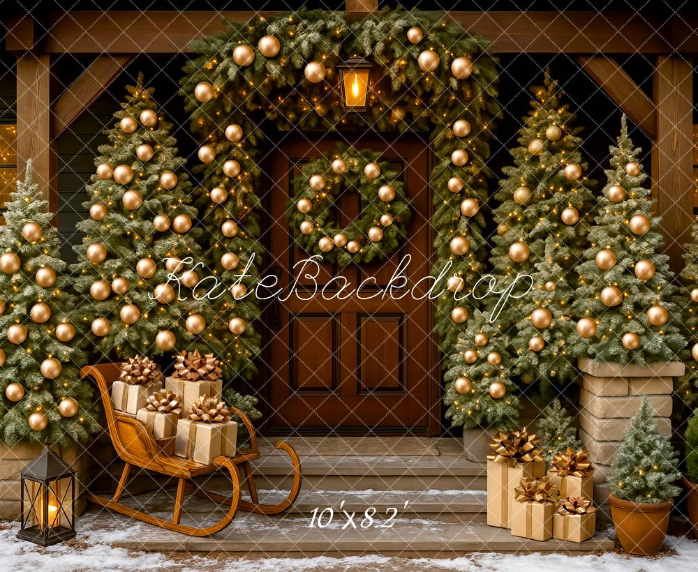 Kate Weihnachten Geschenke Tannenbaum Braun Hintergrund Entworfen von Mini MakeBelieve - Kate Backdrop.de