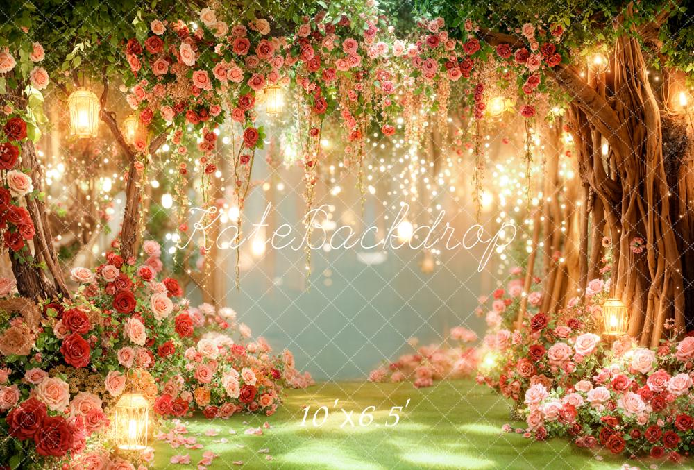 Kate Hochzeit Blumen Lichter Garten Fleece Hintergrund Entworfen von Emetselch