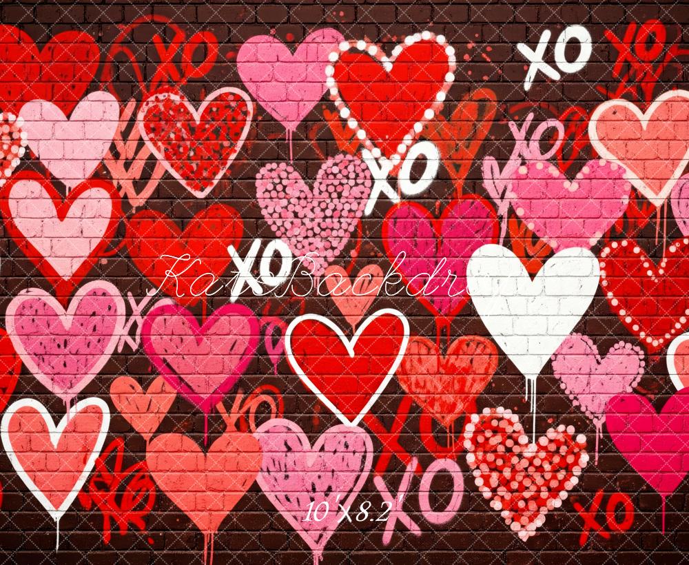 Kate Valentinstag Herzen Graffiti Bunt Hintergrund Entworfen von Patty Roberts