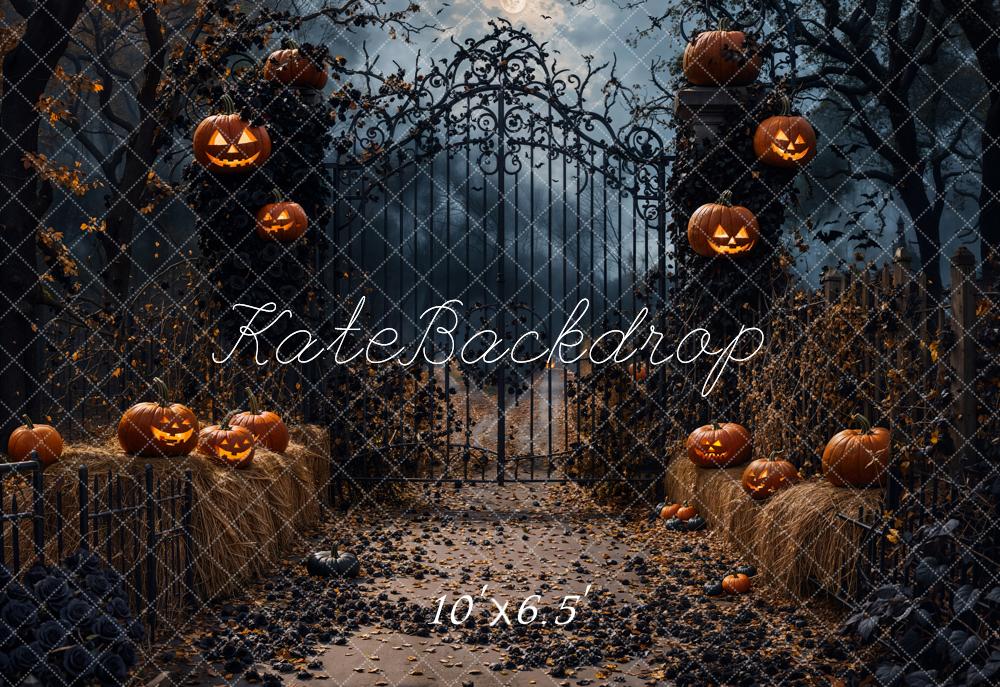Kate Halloween Kürbisse Eisentor Nacht Fleece Hintergrund Entworfen von Emetselch