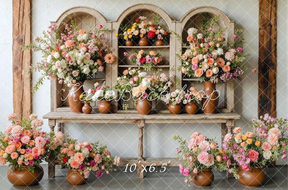Kate Blumen Regal Vasen Vintage Hintergrund Entworfen von Mini MakeBelieve