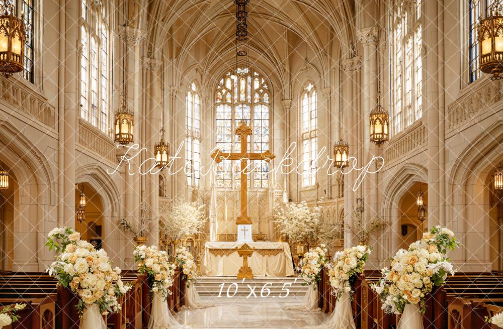 Kate Hochzeit Kirche Blumen Gold Fleece Hintergrund Entworfen von Emetselch
