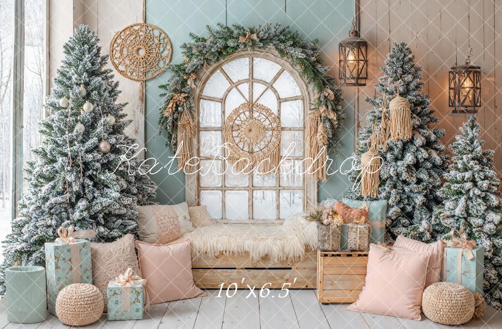Kate Weihnachten Fenster Geschenk Pastell Fleece Hintergrund Entworfen von Emetselch - Kate Backdrop.de