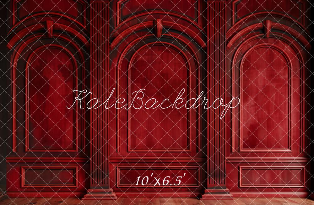 Kate Vintage Rote Wand Bogen Hintergrund Entworfen von Chain - Kate Backdrop.de