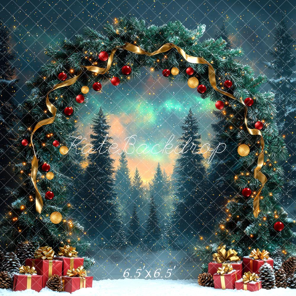 Kate Weihnachten Tannenzweig Bogen Geschenkboxen Hintergrund Entworfen von Mini MakeBelieve - Kate Backdrop.de