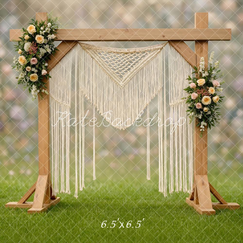 Kate Hochzeit Makramee Blumenbogen Boho Hintergrund Entworfen von Mini MakeBelieve - Kate Backdrop.de