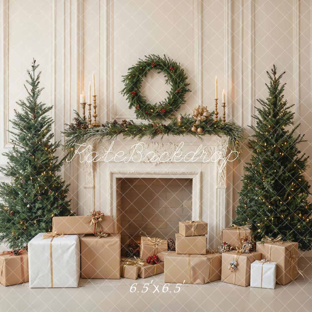 Kate Weihnachten Kamin Tannenbaum Geschenkboxen Hintergrund Entworfen von Emetselch - Kate Backdrop.de