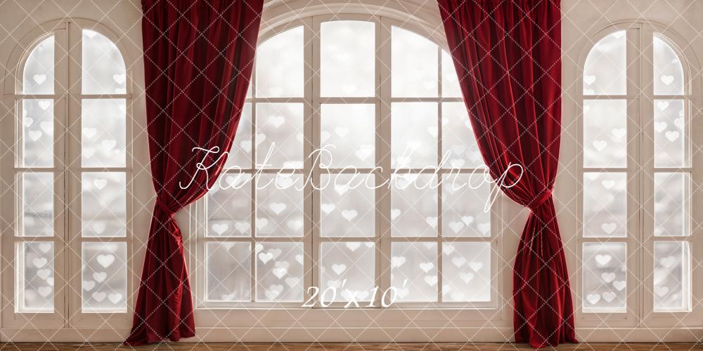Kate Fenster Rote Vorhänge Herz Bokeh Hintergrund Entworfen von Emetselch