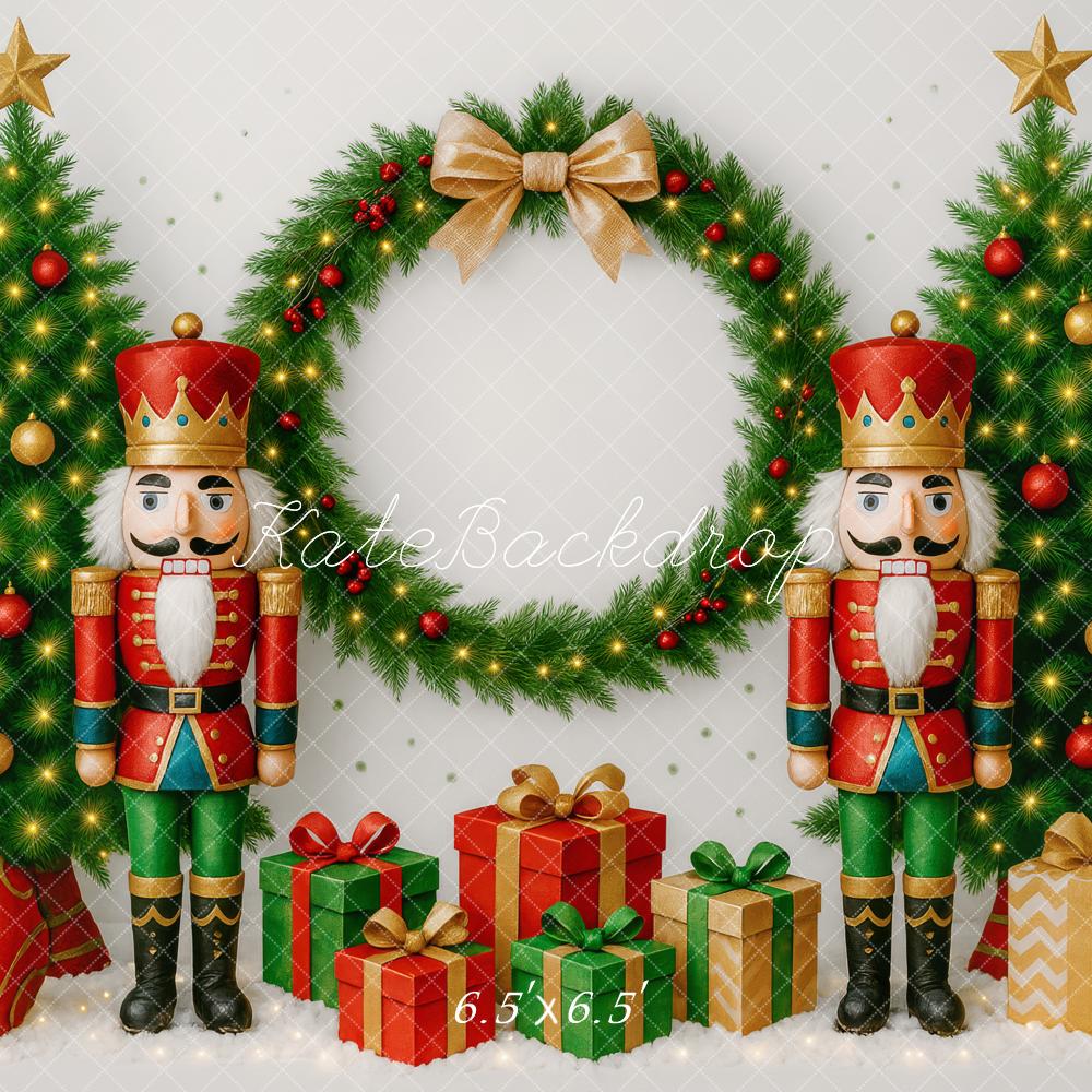 Kate Weihnachten Nussknacker Geschenke Tannenbäume Hintergrund Entworfen von Patty Roberts - Kate Backdrop.de