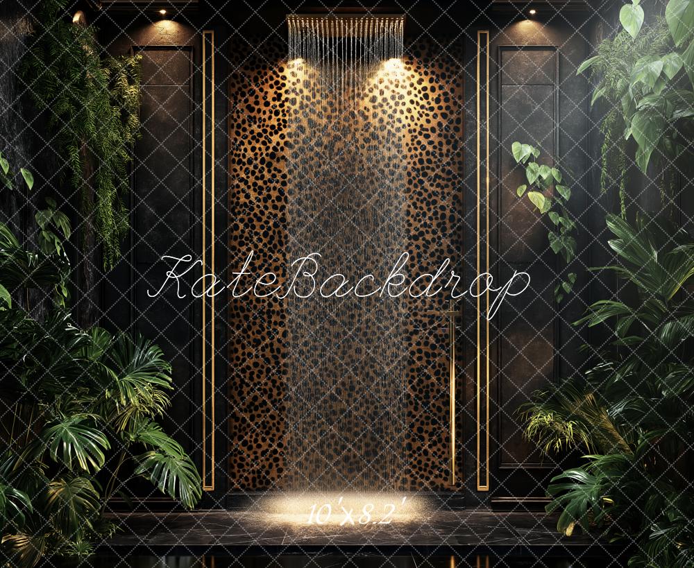 Kate Dschungel Pflanzen Leopardenmuster Modern Hintergrund Entworfen von Ashley Paul