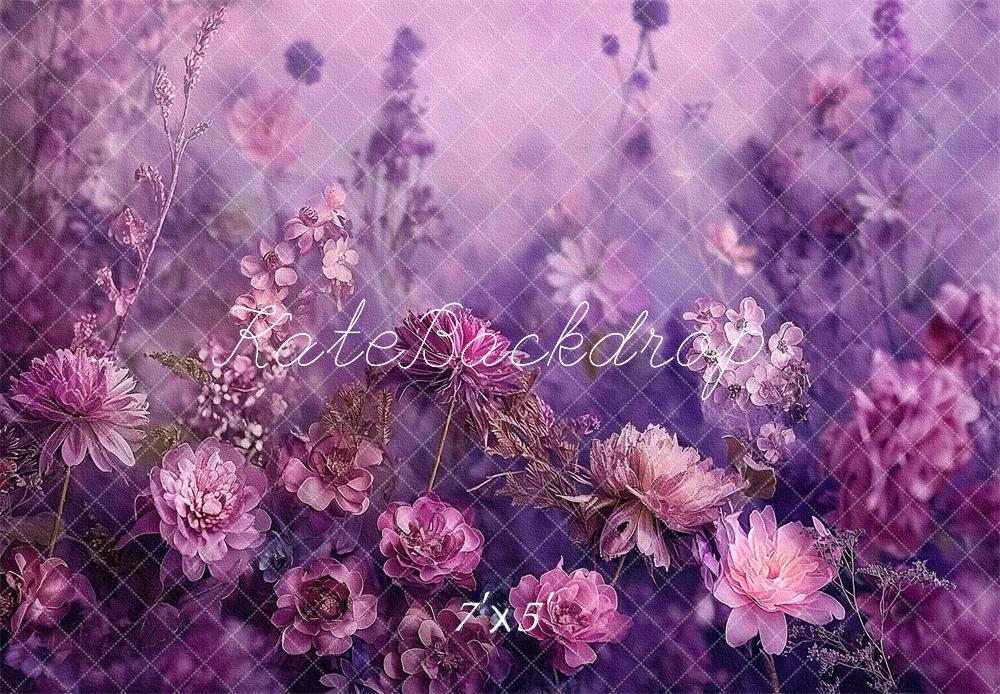 Kate Blumen Feld Lila Romantisch Hintergrund Entworfen von Kerry Anderson - Kate Backdrop.de