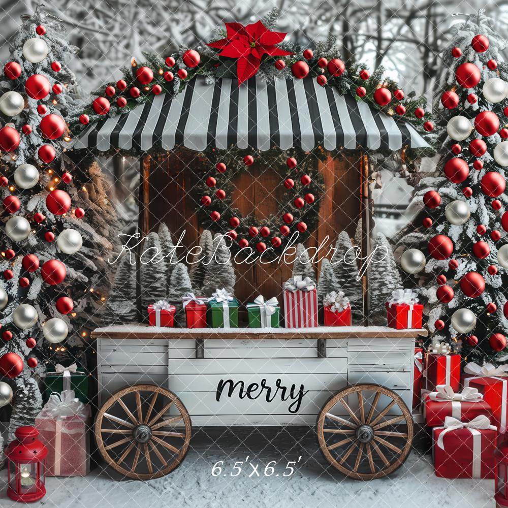 Kate Weihnachten Marktstand Geschenke Schnee Hintergrund Entworfen von Mini MakeBelieve - Kate Backdrop.de