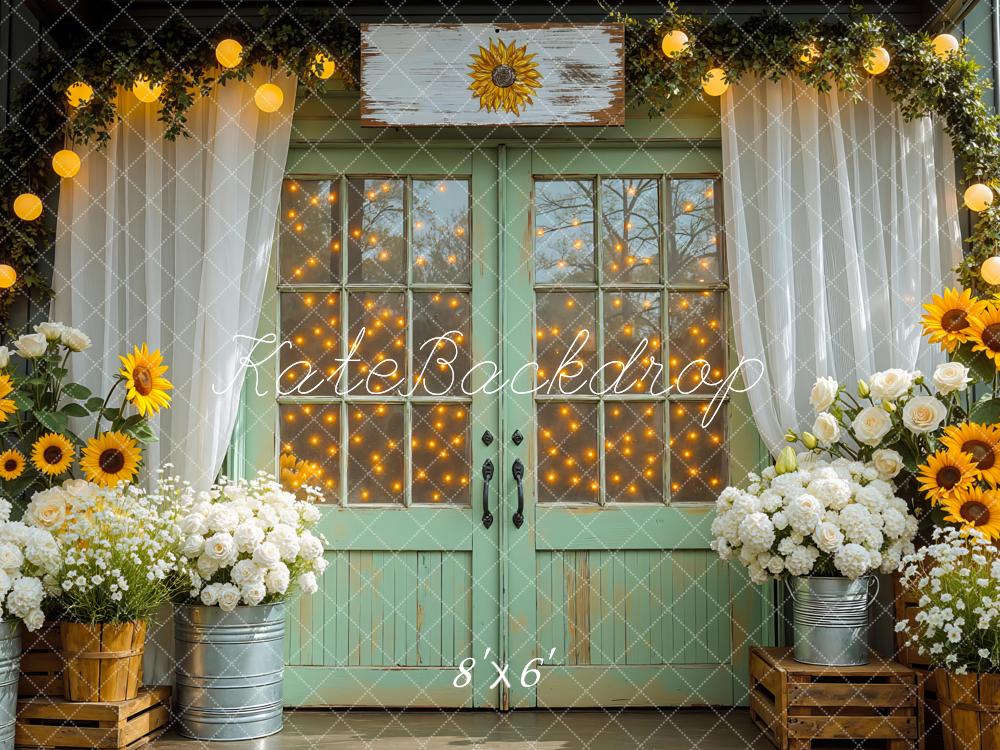 Kate Sommer Sonnenblumen Tür Vintage Hintergrund Entworfen von Mini MakeBelieve - Kate Backdrop.de