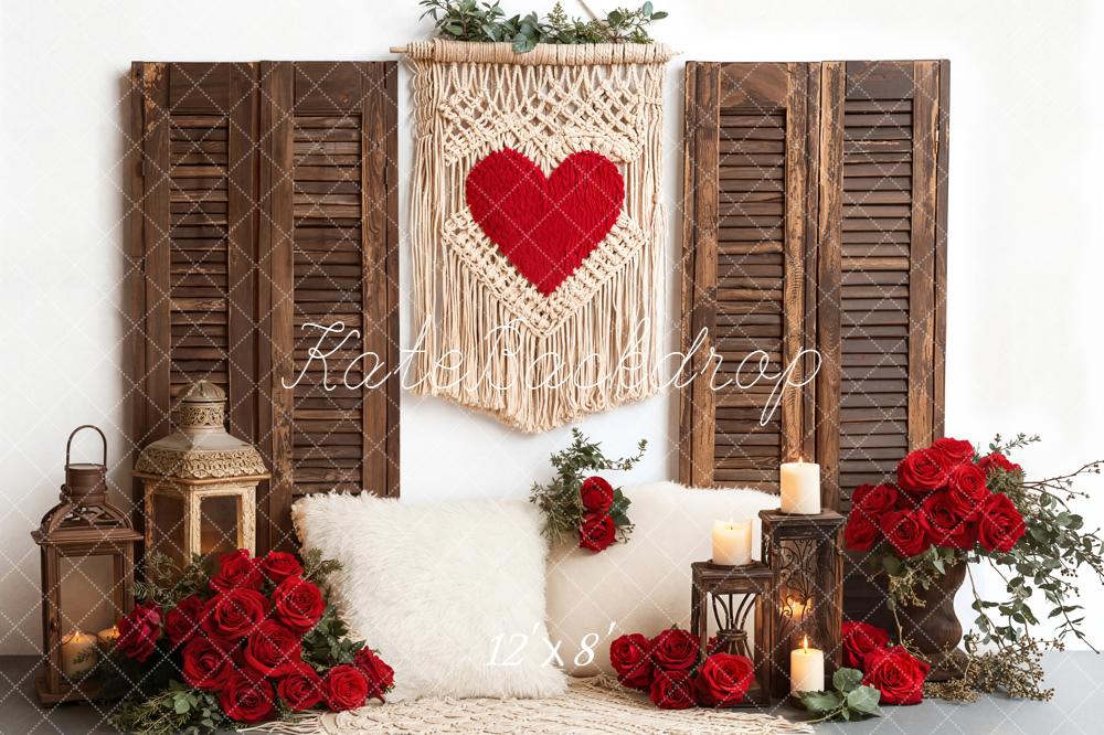 Kate Valentinstag Herz Rosen Holz Vintage Fleece Hintergrund Entworfen von Emetselch
