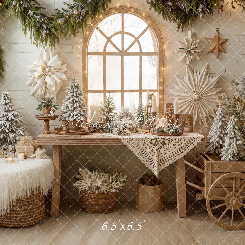 Kate Weihnachten Fenster Tannenbäume Rustikal Hintergrund Entworfen von Emetselch - Kate Backdrop.de
