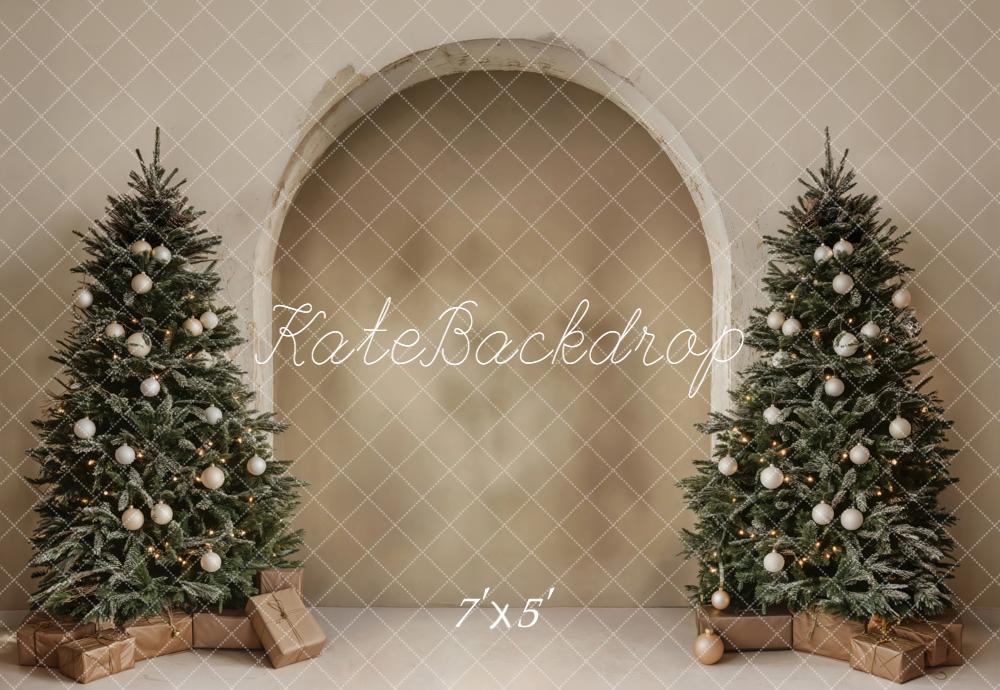 Kate Weihnachten Tannenbäume Bögen Neutral Hintergrund Entworfen von Emetselch - Kate Backdrop.de