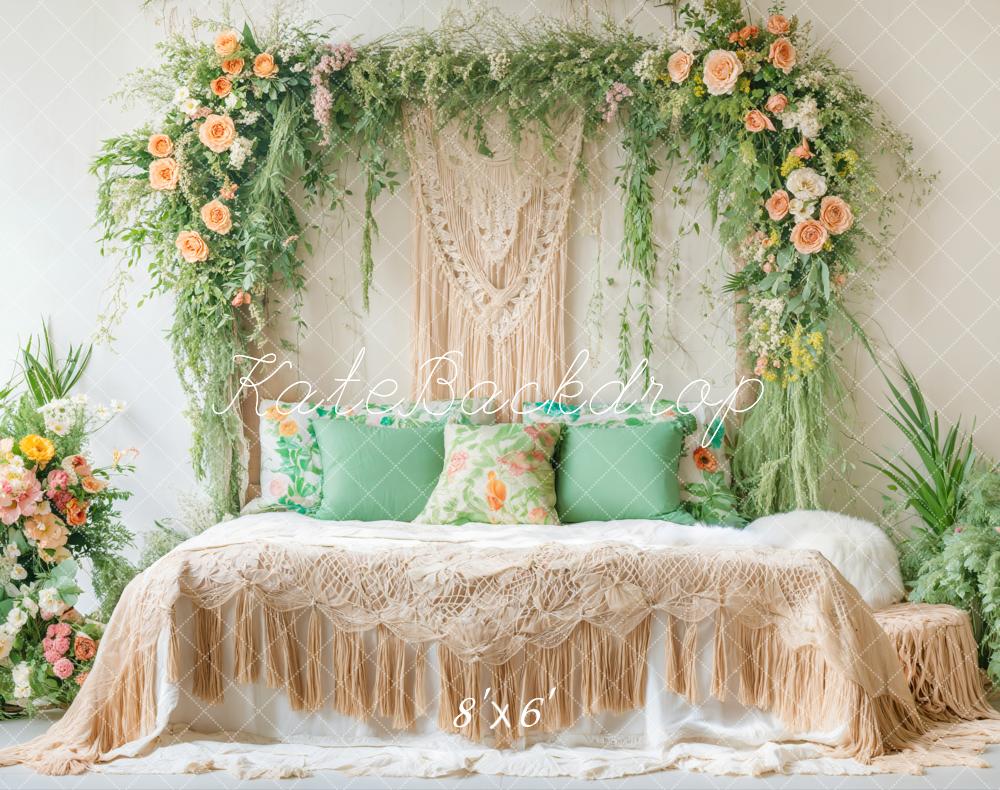 Kate Boho Blumen Bett Vintage Fleece Hintergrund Entworfen von Emetselch