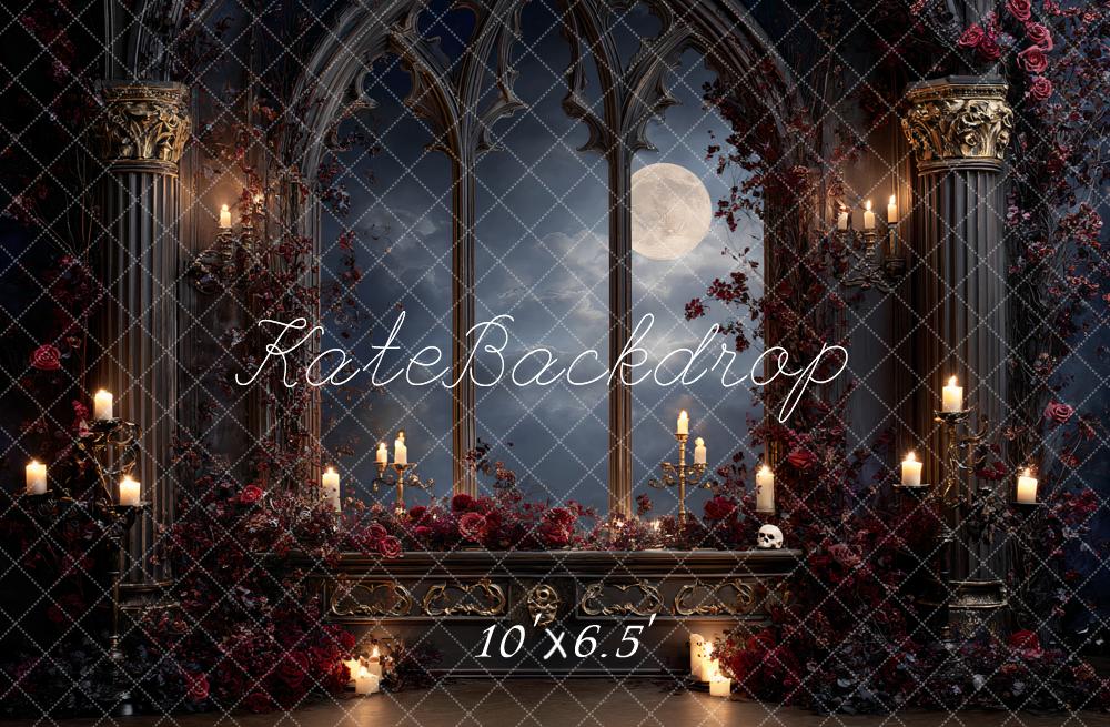 Kate Halloween Gotisches Fenster Kerzen Hintergrund Entworfen von Ashley Paul