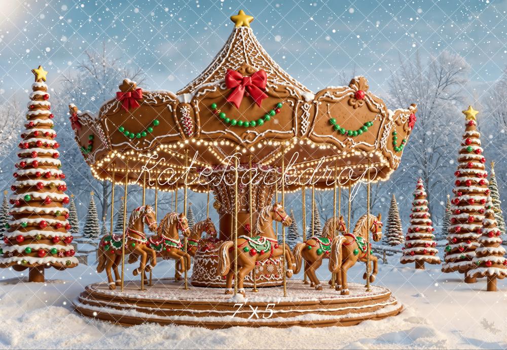 Kate Weihnachten Lebkuchen Karussell Schnee Hintergrund Entworfen von Emetselch