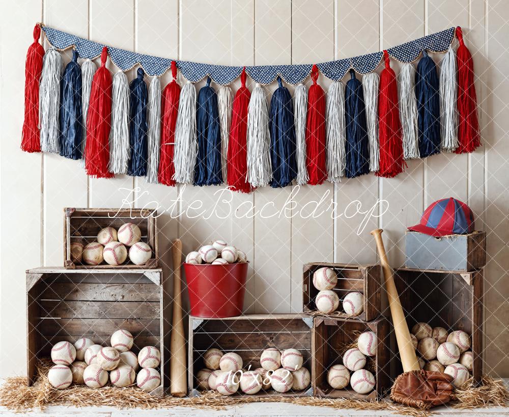 Kate Baseball Holzkisten Bälle Vintage Hintergrund Entworfen von Emetselch - Kate Backdrop.de