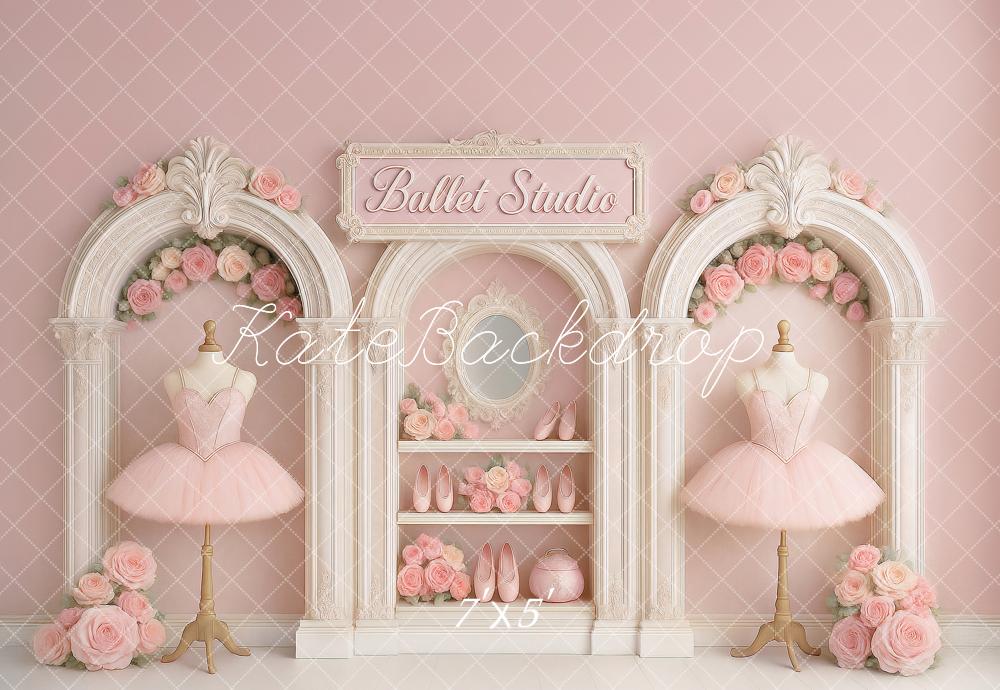 Kate Ballettstudio Tutu Rosen Rosa Hintergrund Entworfen von Ashley Paul - Kate Backdrop.de