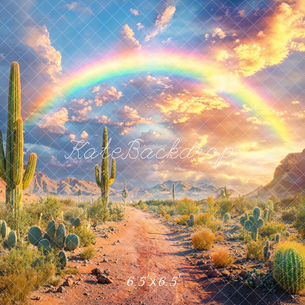 Kate Wüste Kaktus Regenbogen Sonnenuntergang Hintergrund Entworfen von Emetselch - Kate Backdrop.de