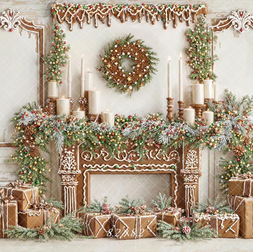 Kate Weihnachten Lebkuchen Kamin Vintage Hintergrund Entworfen von Emetselch - Kate Backdrop.de