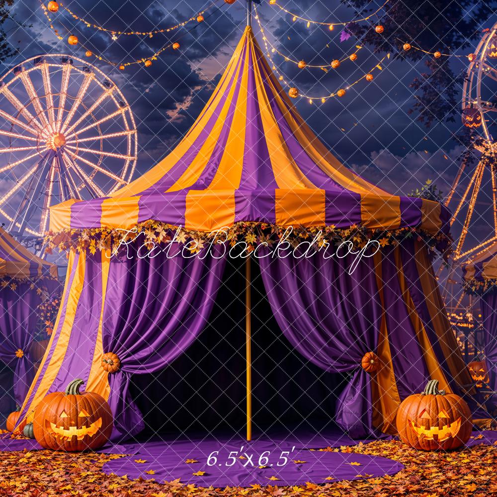 Kate Halloween Zirkus Kürbisse Lila Hintergrund Entworfen von Emetselch - Kate Backdrop.de