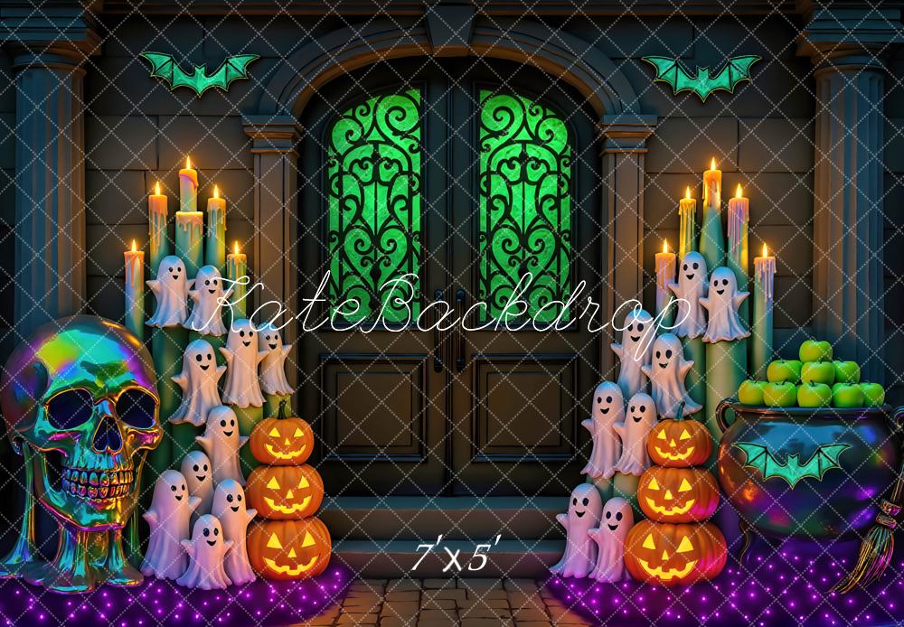 Kate Halloween Geister Kürbisse Kerzen Hintergrund Entworfen von Mini MakeBelieve - Kate Backdrop.de