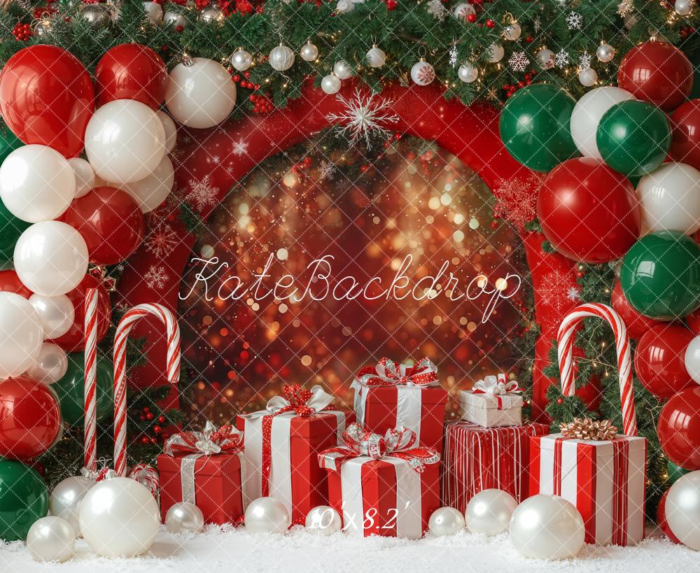Kate Weihnachten Geschenke Luftballons Rot Grün Hintergrund Entworfen von Emetselch - Kate Backdrop.de