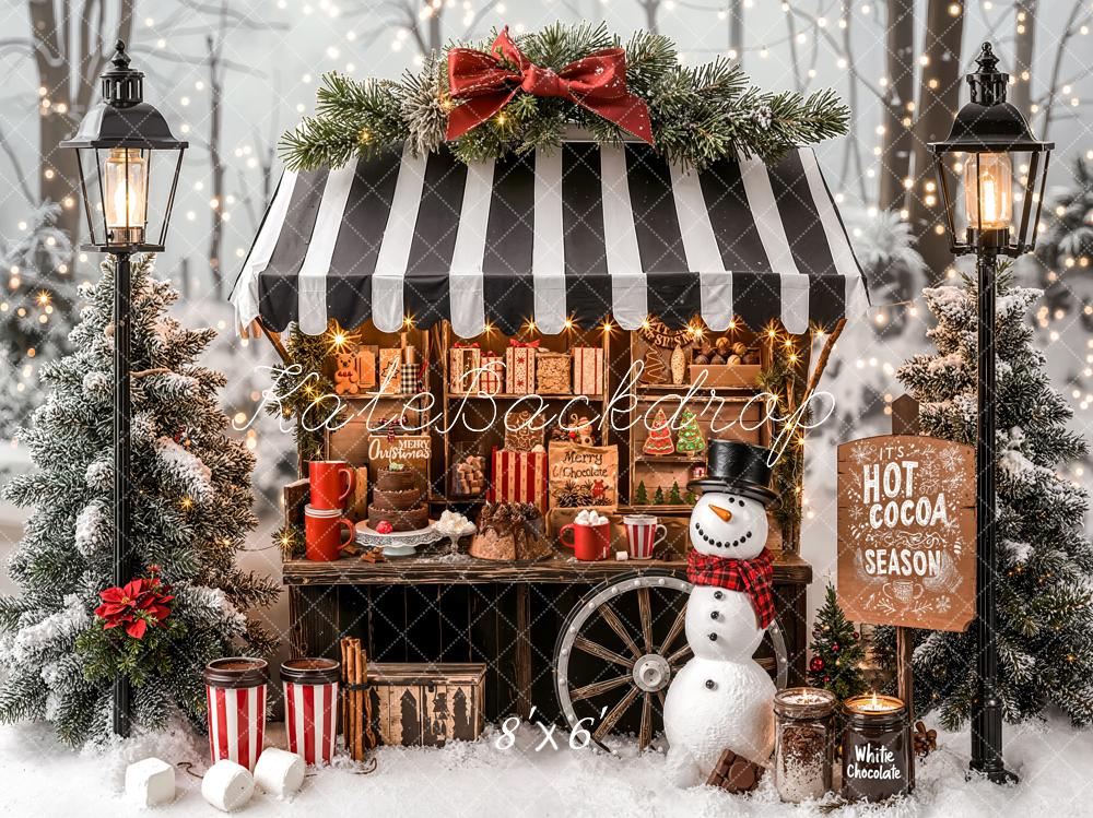 Kate Weihnachten Kakao Stand Schneemann Fleece Hintergrund Entworfen von Emetselch - Kate Backdrop.de