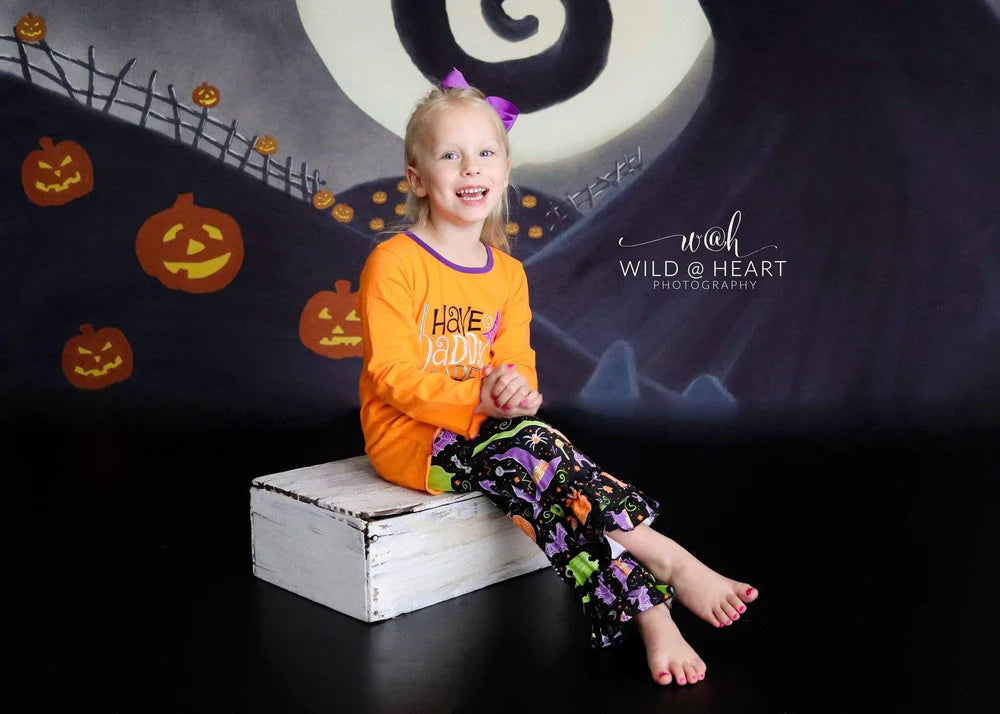 Kate Kinder Halloween Kürbis Garten Alptraum Hintergrund von Leann West entworfen - Kate Backdrop.de