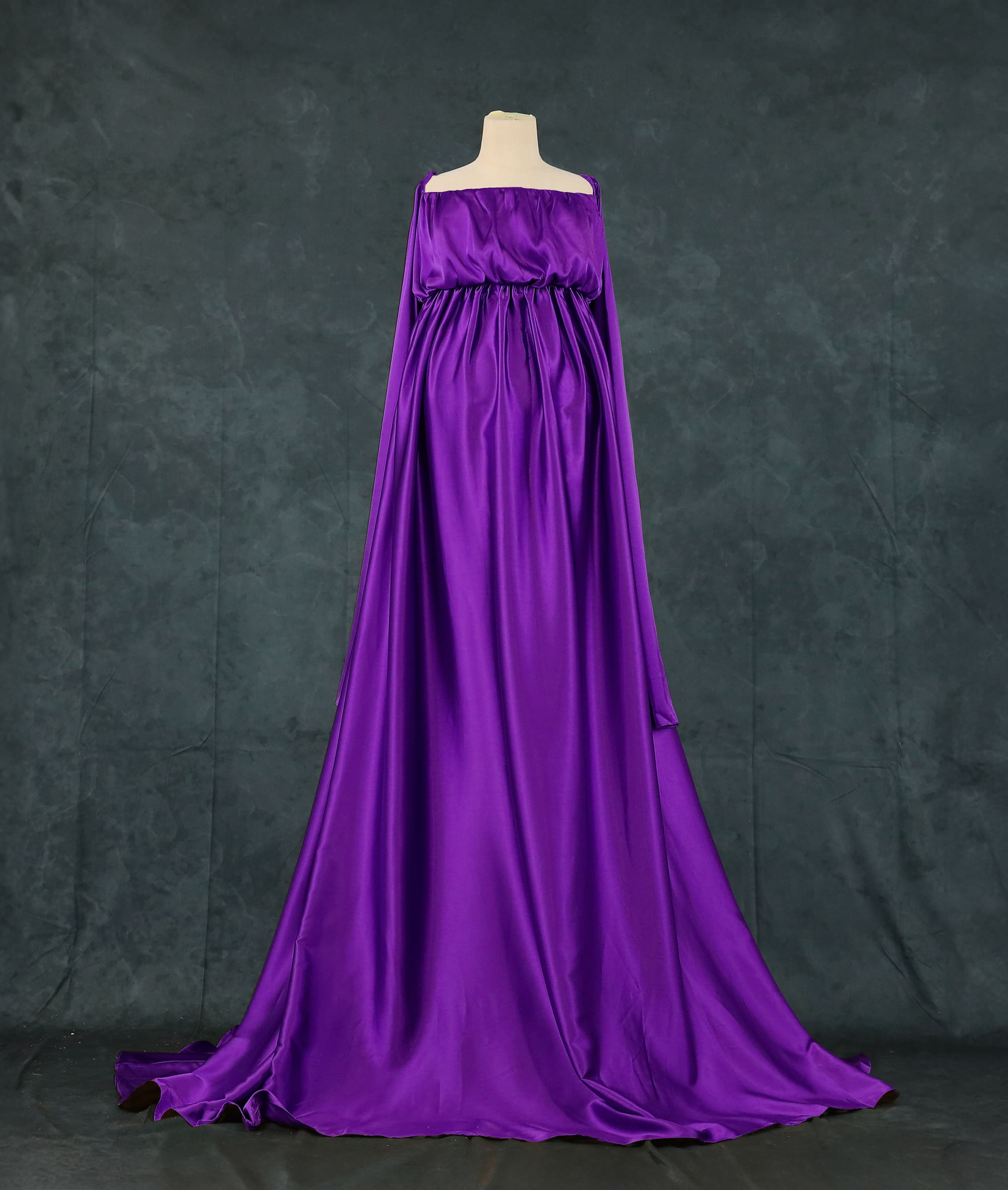 Kate Simulierte Seide Eine Schulter Schleppendes Mutterschafts-Fotoshooting Kleid - Kate Backdrop.de
