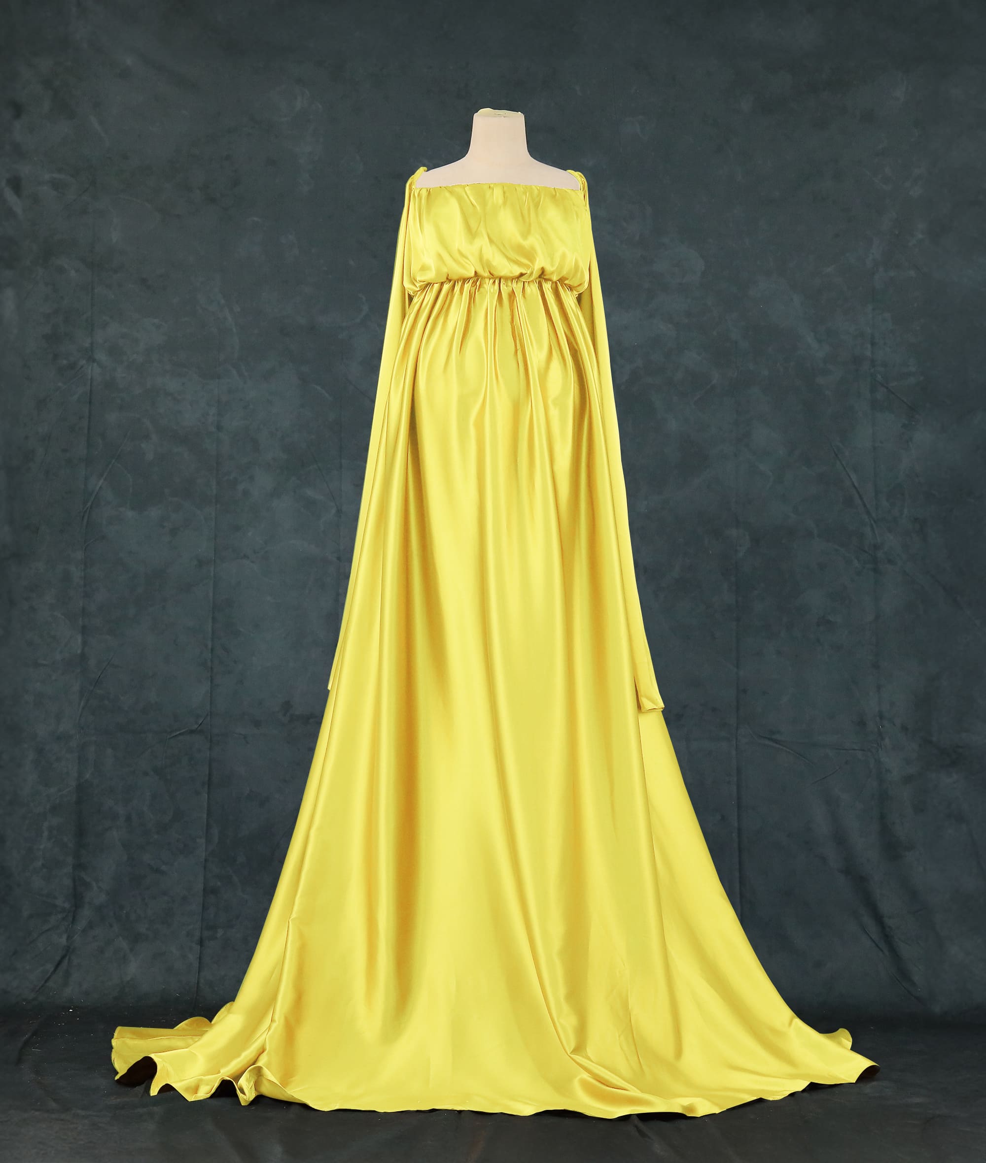 Kate Simulierte Seide Eine Schulter Schleppendes Mutterschafts-Fotoshooting Kleid - Kate Backdrop.de