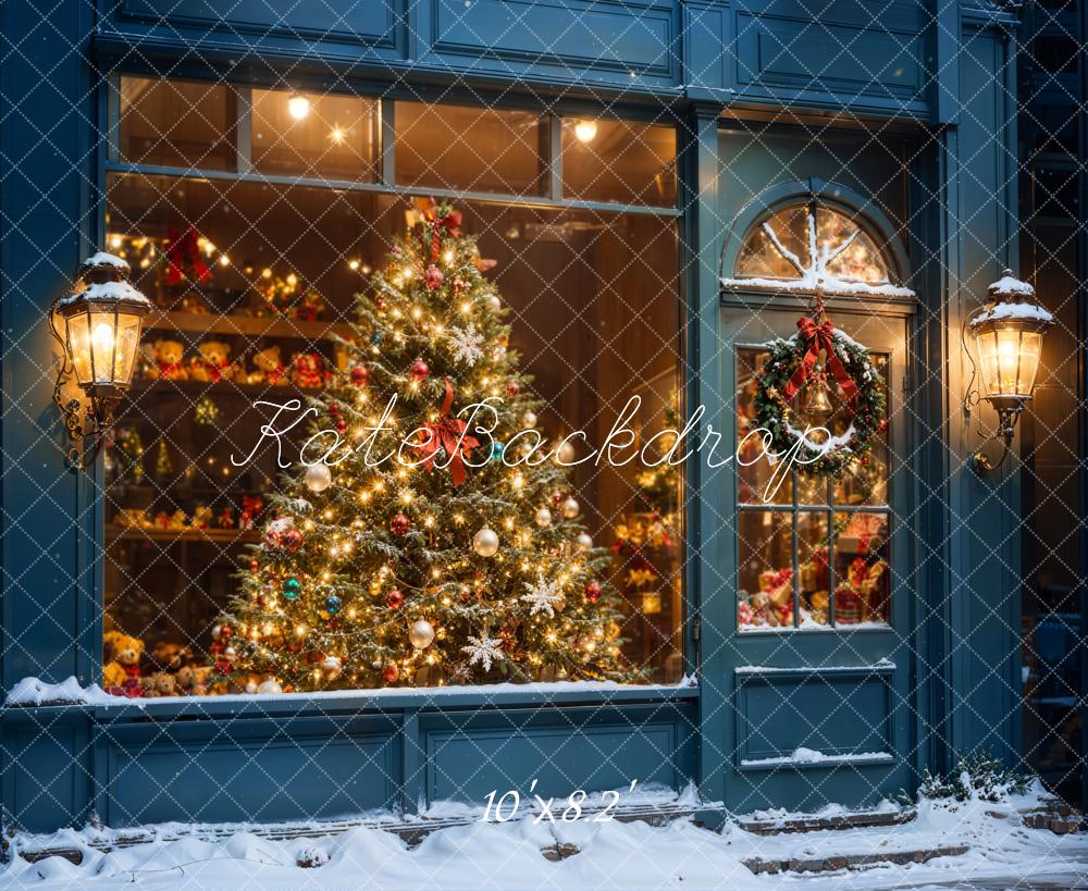 Kate Weihnachten Weihnachtsbaum Schaufenster Blau Hintergrund Entworfen von Chain - Kate Backdrop.de