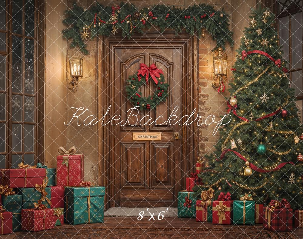 Kate Weihnachten Tür Baum Geschenke Fleece Hintergrund Entworfen von Emetselch - Kate Backdrop.de