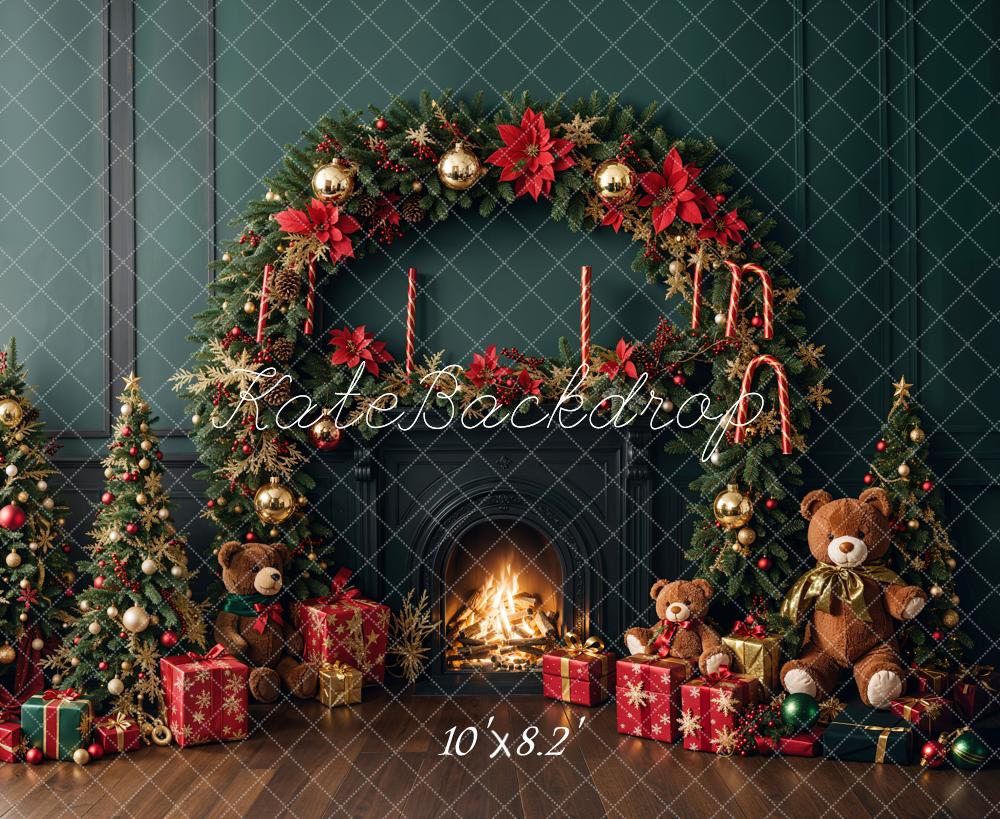 Kate Weihnachten Kamin Kranz Teddybären Hintergrund Entworfen von Emetselch