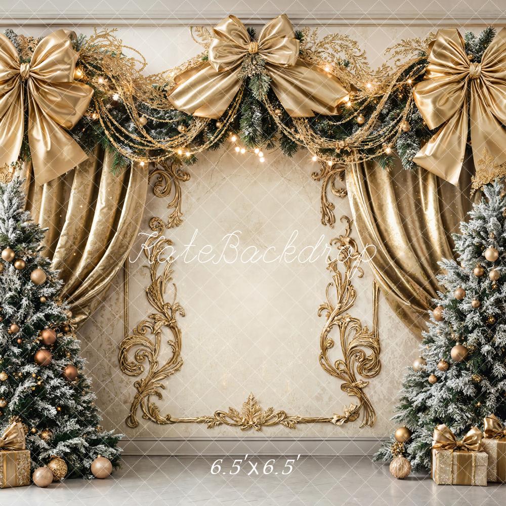 Kate Weihnachten Goldene Schleifen Tannenbaum Elegant Hintergrund Entworfen von Chain - Kate Backdrop.de