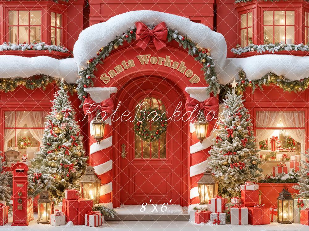 Kate Weihnachten Werkstatt Schnee Rot Hintergrund Entworfen von Emetselch - Kate Backdrop.de