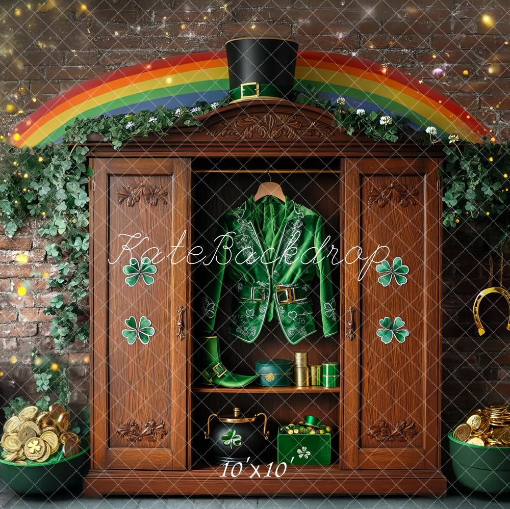 Kate St. Patrick’s Day Schrank Regenbogen Goldmünzen Hintergrund Entworfen von Mini MakeBelieve
