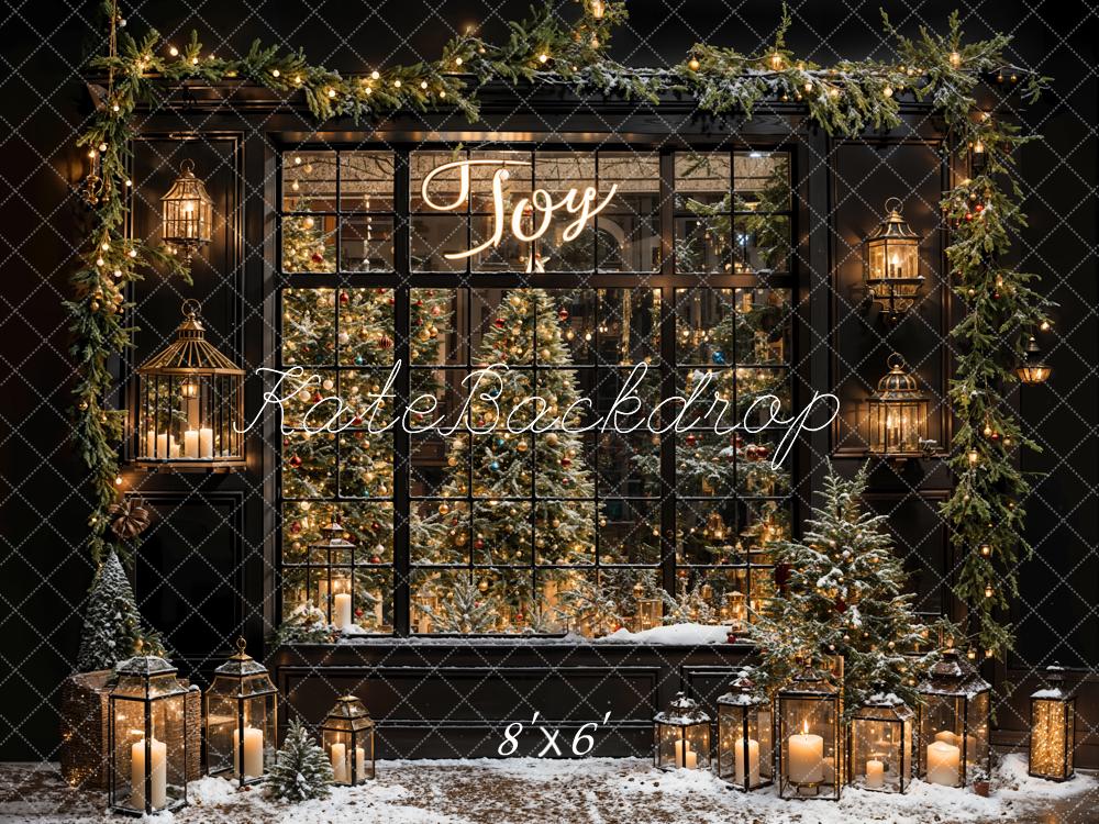Kate Weihnachten Fenster Lichter Schwarz Hintergrund Entworfen von Emetselch - Kate Backdrop.de