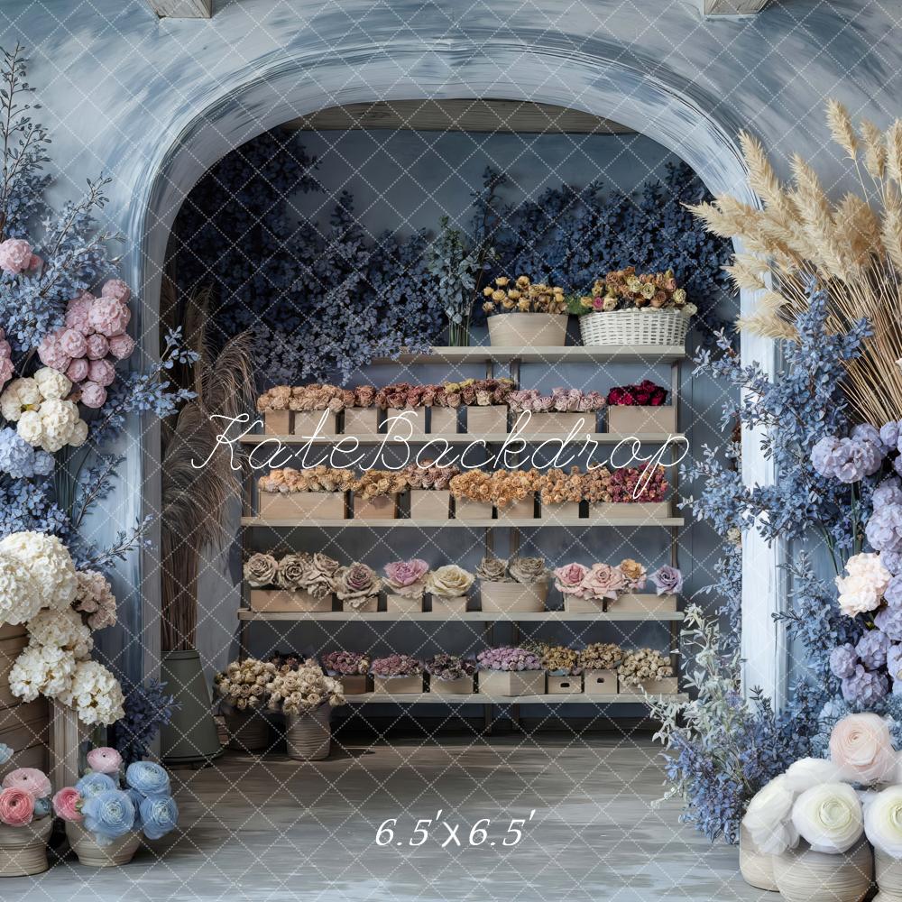 Kate Blumenladen Regal Pastellblumen Hintergrund Entworfen von Mini MakeBelieve
