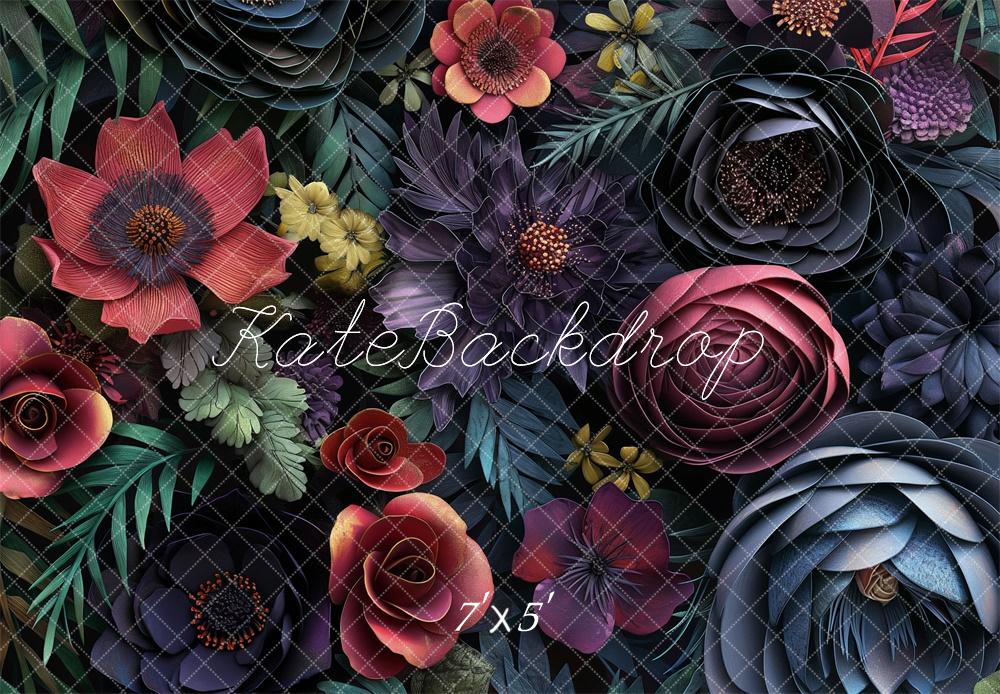 Kate Blumen Muster Dunkel Hintergrund Entworfen von Kerry Anderson - Kate Backdrop.de
