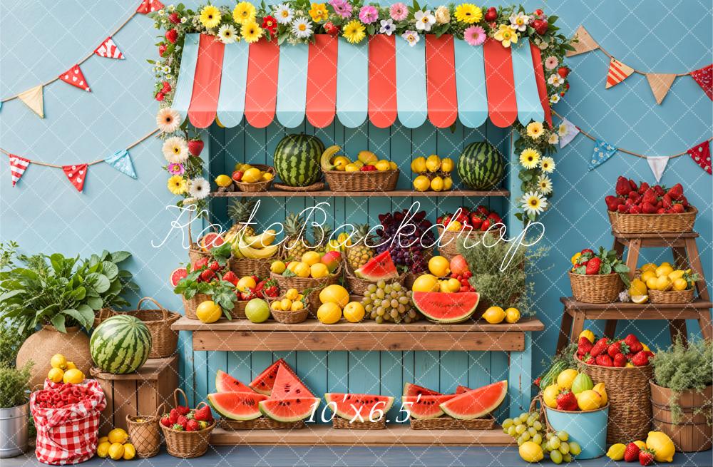 Kate Sommer Obststand Blumen Bunt Hintergrund Entworfen von Emetselch - Kate Backdrop.de