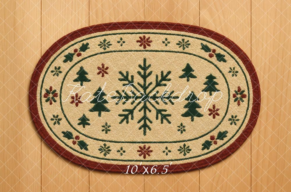 Kate Weihnachten Teppich Schneeflocke Tannenbäume Hintergrund Entworfen von Mini MakeBelieve
