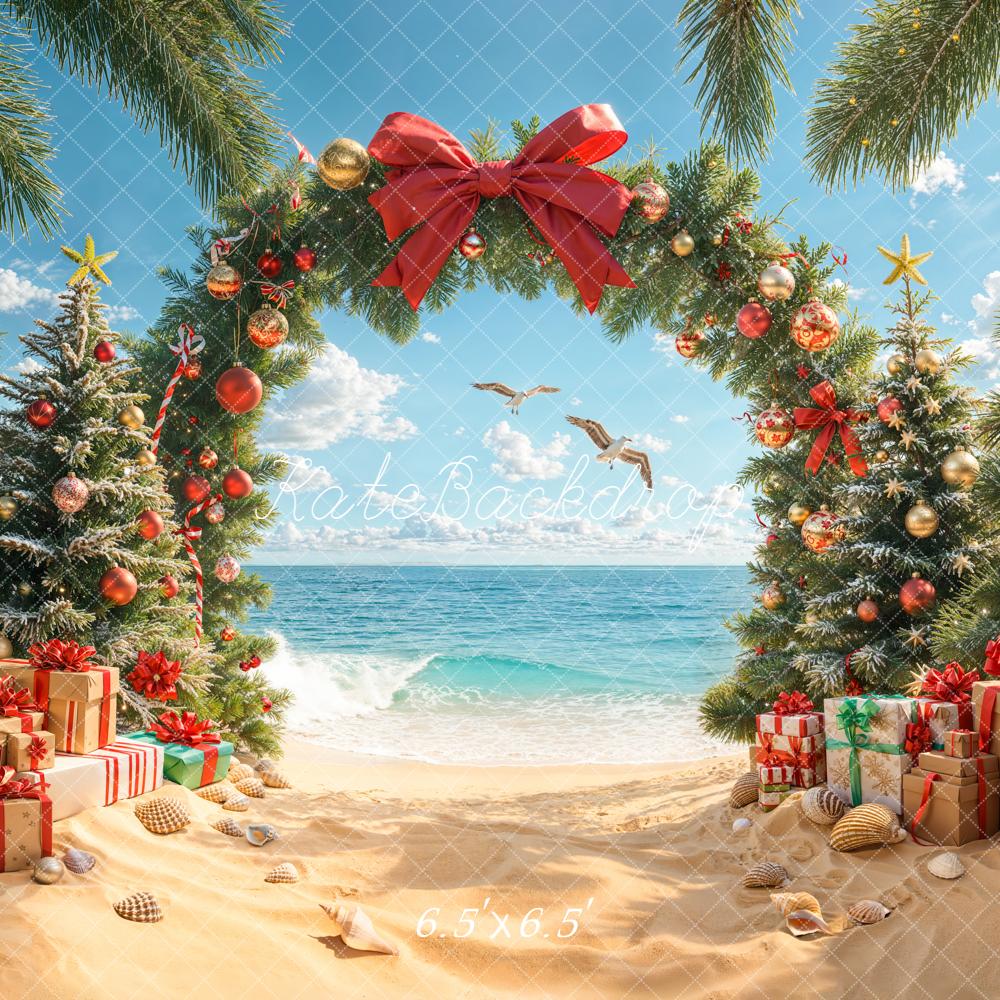 Kate Weihnachten Strand Tannenbaum Geschenke Hintergrund Entworfen von Emetselch - Kate Backdrop.de