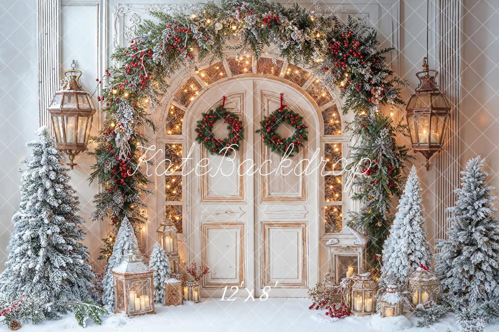 Kate Weihnachten Tür Kranz Schnee Hintergrund Entworfen von Emetselch