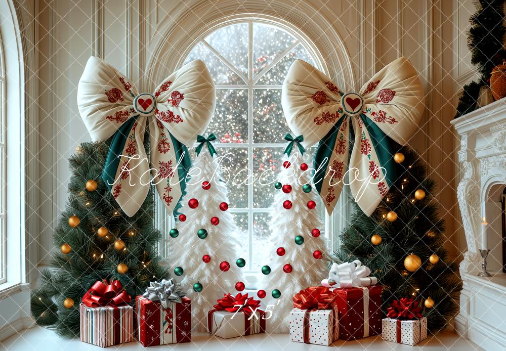 Kate Weihnachten Geschenke Tannenbäume Schleifen Hintergrund Entworfen von Mini MakeBelieve - Kate Backdrop.de