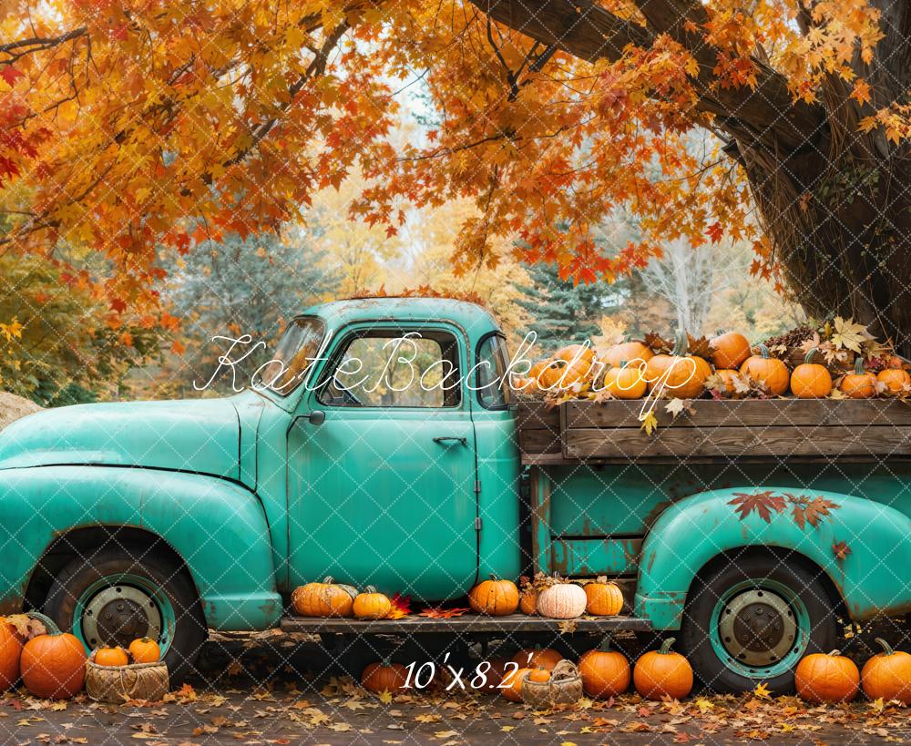 Kate Herbst Kürbis Vintage Truck Orange Hintergrund Entworfen von Emetselch - Kate Backdrop.de