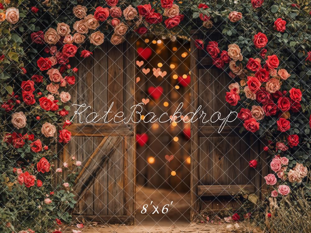 Kate Valentinstag Rosen Scheunentor Romantisch Hintergrund Entworfen von Emetselch